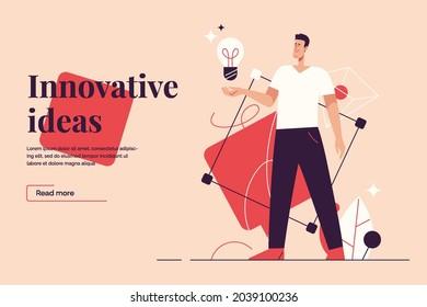 Flat style outline vector illustration on the subject of creativity, generating innovative ideas, imagination and inspiration. Editable stroke.
