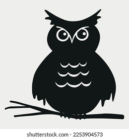 Ilustración vectorial de silueta de búho de estilo plano