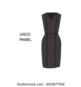 Flat Style Panel Dress Vector illustartion. Cartoon style women's business dress vector icon isolated on white background. Simple black dress for business. Modern v-neck dress pictogram