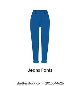 Flat Style Pants Vector illustartion. Cartoon style Jeans trouser vector icon isolated on  white background. Hand drawn Modern Blue Trouser Pants for women
