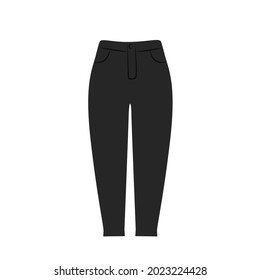 Flat Style Pants Vector illustartion. Cartoon Style Black Jeans trouser vector icon isolated on white background. Hand drawn Modern Dark Trouser Pants for women