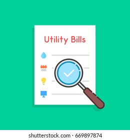 flat style payment of utility bills icon. unusual trend modern logo graphic art design isolated on green background. concept of duty assessment and payment of debts for used house resources