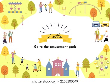 flat style people in the amusement park
