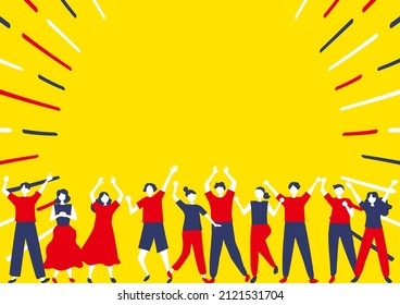 flat style people and effect line radiation