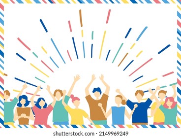 flat style people and effect line radiation