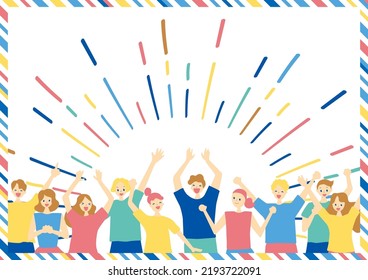 flat style people and effect line radiation