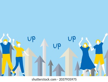 flat style people and upward arrows