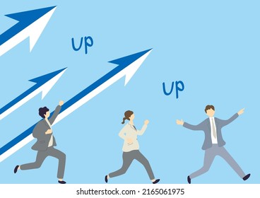 flat style people and upward arrows