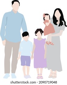 flat style, people without faces, family, parents and children