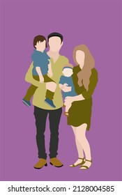 flat style, people without faces, family, parents and children