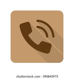 Flat style Phone web app icon on light brown background