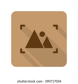 Flat style Picture web app icon on light brown background