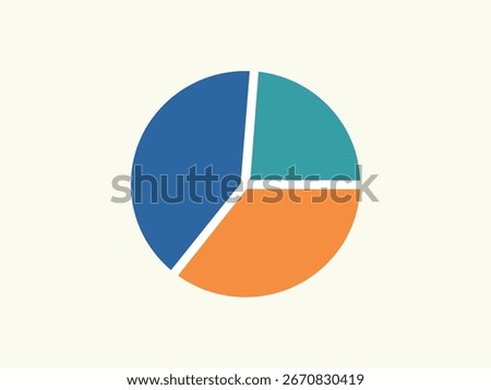 Flat style pie chart infographic vector with colorful segments and percentage text placeholders. Perfect for business presentation, report design, data analysis, workflow, education, and infographic e