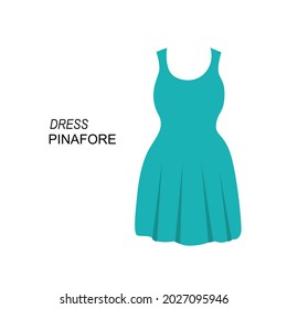 Flat Style Pinafore Dress Vector illustartion. Cartoon style sleeveless wild dress vector icon isolated on white background. Simple blue bouffant dress for summer. Round neck dress symbol pictogram