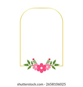 Flat Style Pink Flower Frame Clipart for Greeting and Event Cards