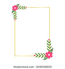 Clipart de marco de flor rosa de estilo plano para tarjetas de felicitación y eventos