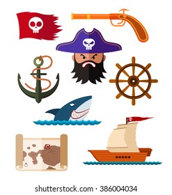 flat style pirate illustrations