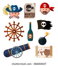 flat style pirate illustrations