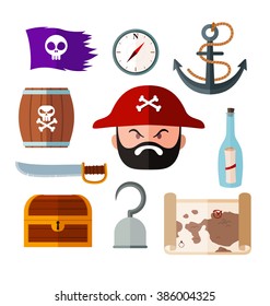 flat style pirate illustrations