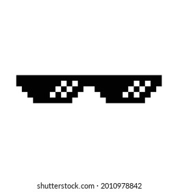 flat style pixel glasses icon illustration