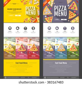 Flat style pizza menu concept Web site design. Corporate identity