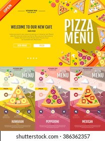 Flat style pizza menu concept Web site design. Corporate identity