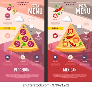 Flat style pizza menu design