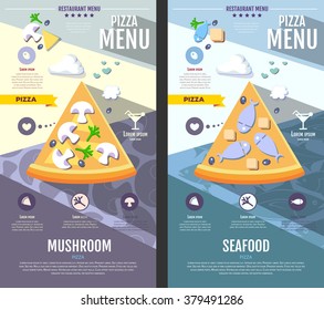 Flat style pizza menu design