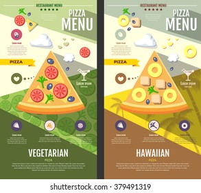 Flat style pizza menu design