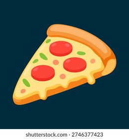 Flat Style Pizza Slice Illustration Fast Food Icon Flat Style Pizza Slice Illustration Fast Food Icon