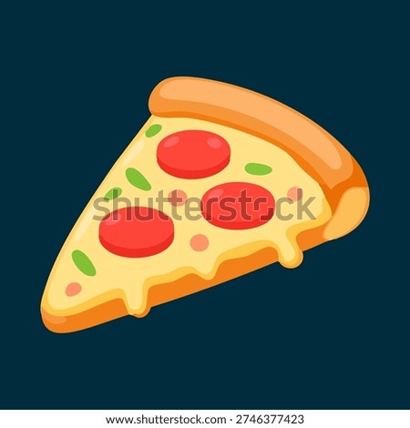 Flat Style Pizza Slice Illustration Fast Food Icon