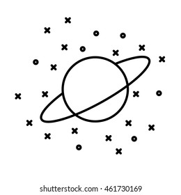 Flat style planet Uranus in front of stars