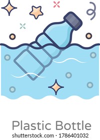 Flat style of plastic bottle icon