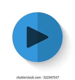 Flat style Play illustration on blue folded circle with shadows on white
