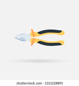 Flat style pliers icon with shadow on white background. Vector eps10 illustration