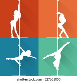 Flat style pole dance and pole fitness icons