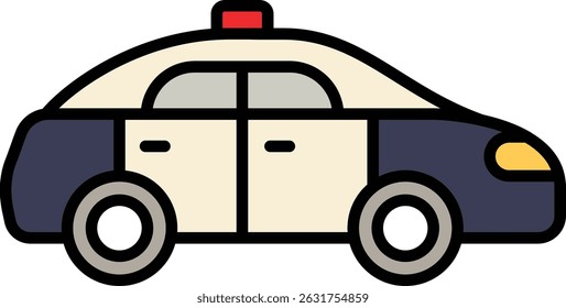 Flat style police car icon with siren on top