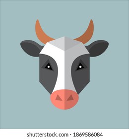 Flat style poly cow icon. Polygonal bull sign isolated on a white background. Vector illustration