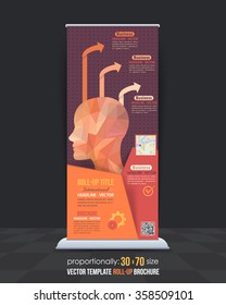 Flat Style Polygonal Brainstorm Concept Business Roll-Up Banner, Advertising Vector Design