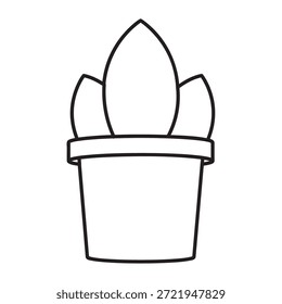 Flat Style Potted Plant Vector Illustration
