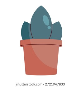 Flat Style Potted Plant Vector Illustration
