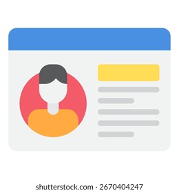 Ilustração de placa de perfil de estilo plano para sites e painéis, adequado para design de interface do usuário e visuais de marketing.
