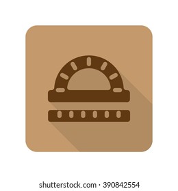 Flat style Protractor Ruler web app icon on light brown background