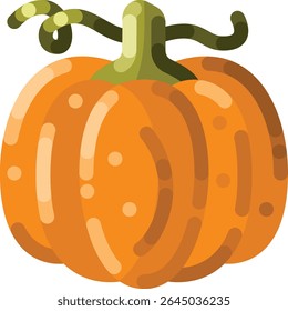 Flat style pumpkin icon with simple shapes and warm orange tones. Perfect for autumn themes, farm illustrations, Halloween designs, and organic food graphics.