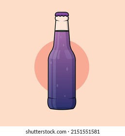 Flat style purple alcohol bottle for drink design