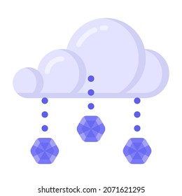 Flat style of rain, cloud hailing icon in trendy style 