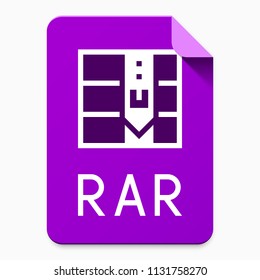 Flat style RAR file icon. Graphical user interface element for applications, websites & data services. Vector illustration