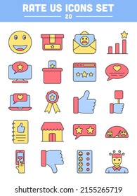 Tasa de estilo plana Juego de iconos coloridos de Estados Unidos.