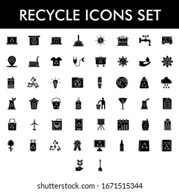 Flat style Recycle glyph icon set.