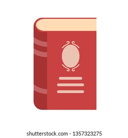 Flat style red book icon on white, stock vector illustration